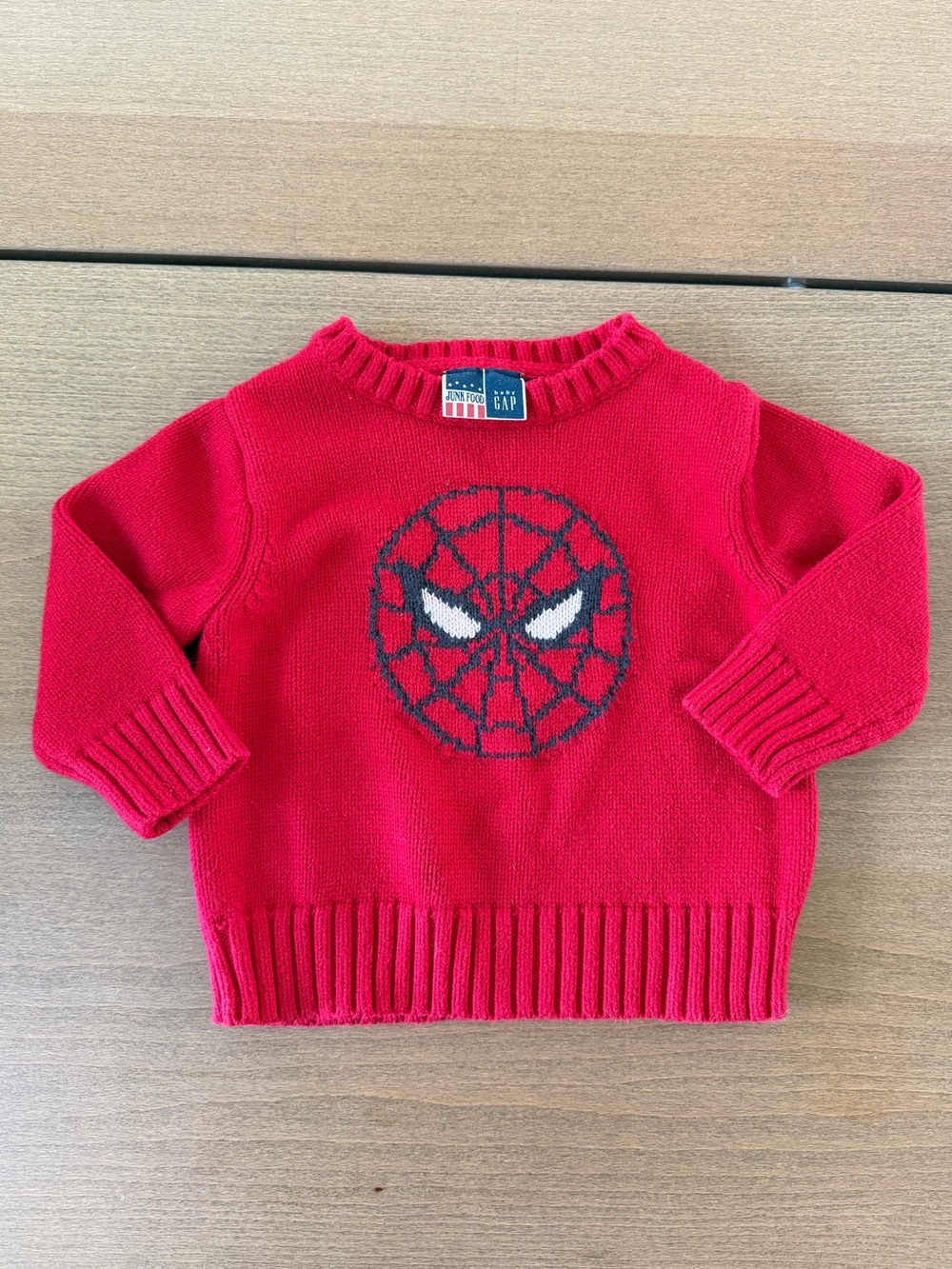 Rare JUNK FOOD x GAP Red Spider-Man Red Knit Sweater for Kids 12 Months